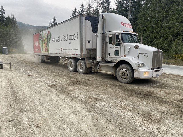 Commercial Vehicle on BC Highway 4 Wildfire Detour Route