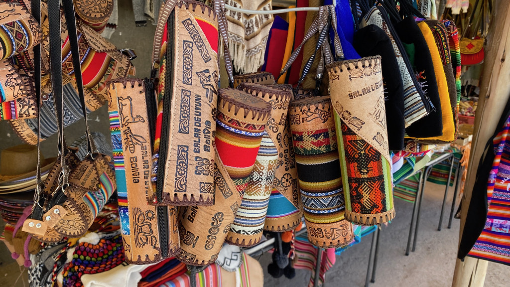 Leather Souvenirs For Sale, Colchani, Salar de Uyuni Salt Flat, Bolivia