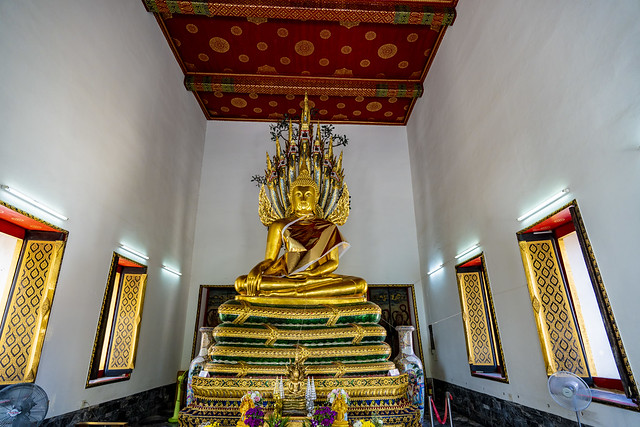 Buddha statue at Wat Phra Chetuphon Wimon Mangkhalaram Rajwaramahawihan (Wat Pho) in Bangkok, Thailand