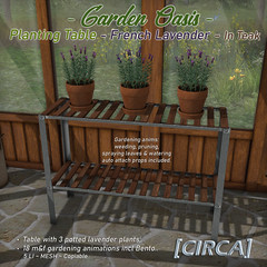 SL Home Decor Wknd Deal | [CIRCA] - Garden Oasis - Planting Table - French Lavender - Teak