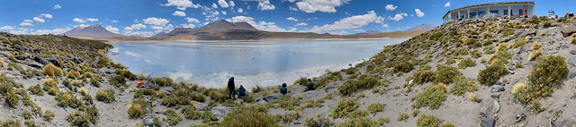 HD Panorama, Laguna Hedionda With Building on Hilltop, Siloli Desert, Bolivia