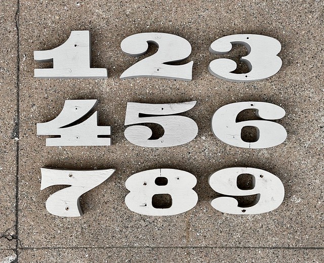 Bulbous Slab Address Numbers 1–9