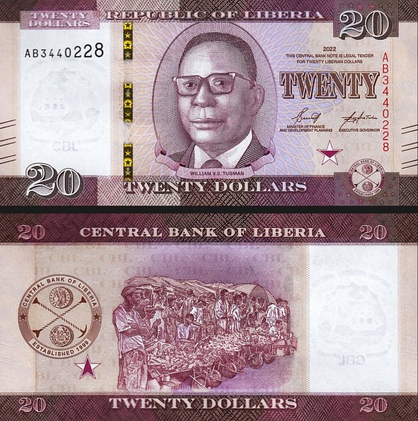 Libéria – 20 dolárov-2022-P39a