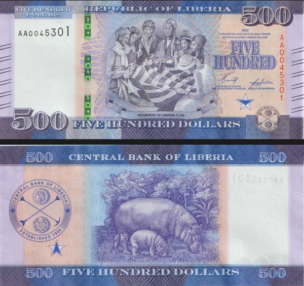 Libéria – 500 dolárov 042a-2022