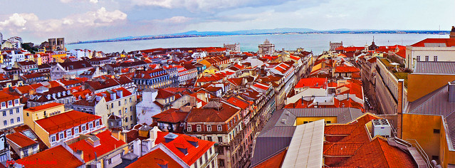 Lisbon - Panorama of old city and Tagus river.