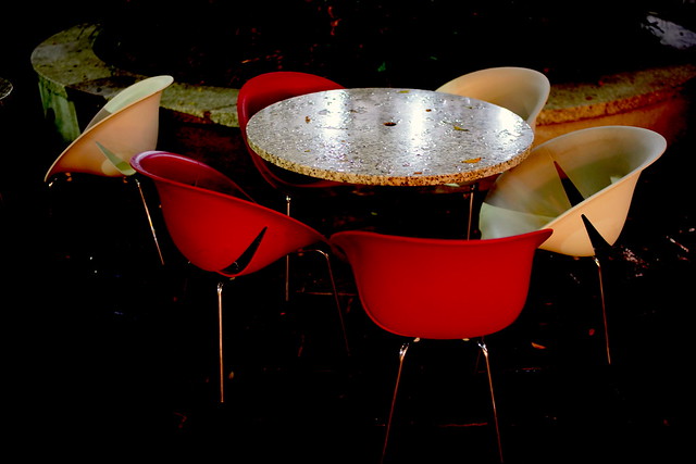 Wet table and chairs at Australia Square #3