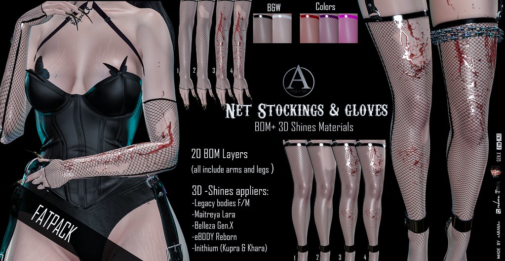 +ARANA+ Net Stockings+Gloves BOM + 3D Material Shines – Fetish Fair