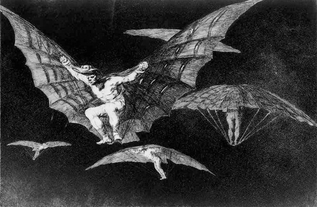 Modo de Volar XIX calcografía en papel nacional de Francisco de Goya Museo de Bellas Artes de Gran Canaria Las Palmas