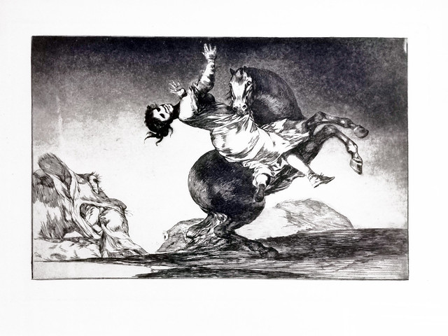 El caballo raptor XIX calcografía en papel nacional de Francisco de Goya Museo de Bellas Artes de Gran Canaria Las Palmas