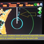 Radar shadows The shadows form on the screen from a bounce somewhere inline or nearly inline with the radome. Most likely we&#039;re seeing an object(s) reflect back to radome from something on the boat.  