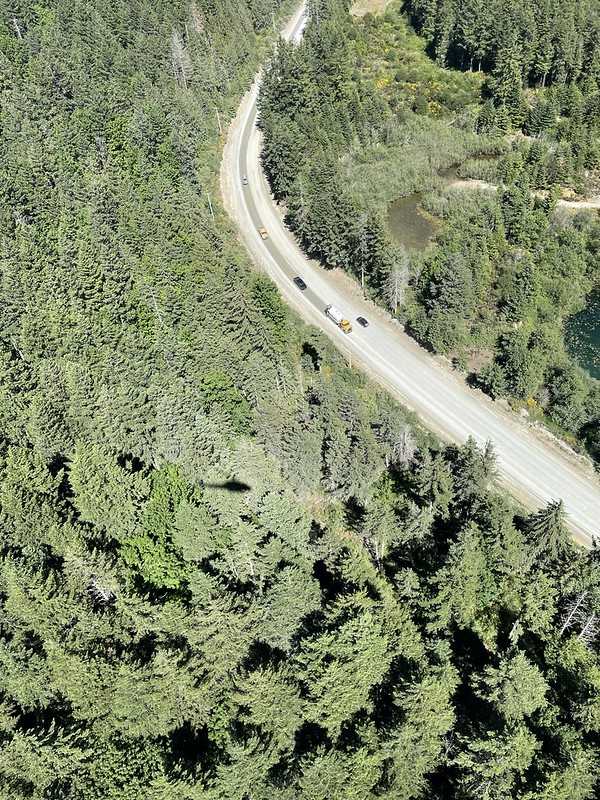 BC Highway 4 Cameron Lake Wildfire Detour Aerial