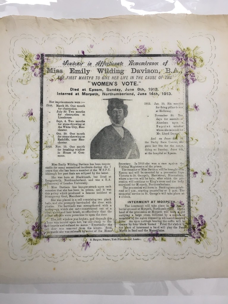 Emily Wilding Davison Commemorative napkin, 1913