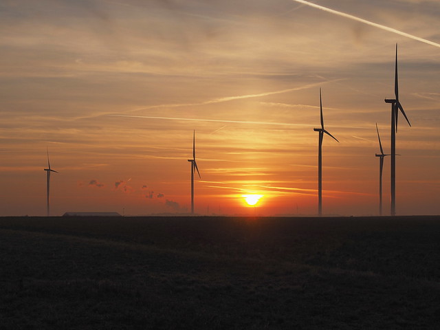 Windpark im Sonnenaufgang - Wind farm in sunrise