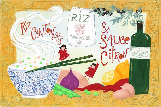 Illustration d'une recette de riz cantonnais