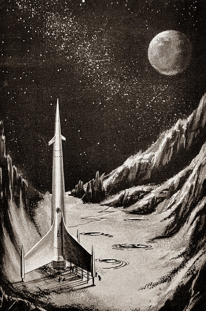 Art by Sol Dember in “Going into Space” by Arthur C. Clarke.  Trend Book 150 (1957).