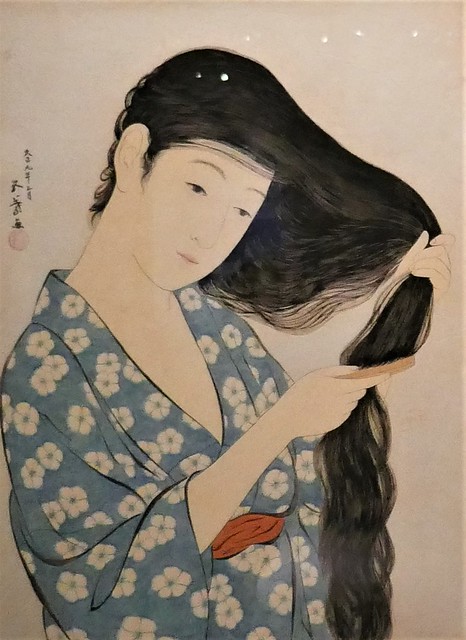 Shin Hanga - Hashiguchi Goyo - Vrouw die haar haar kamt - 1920