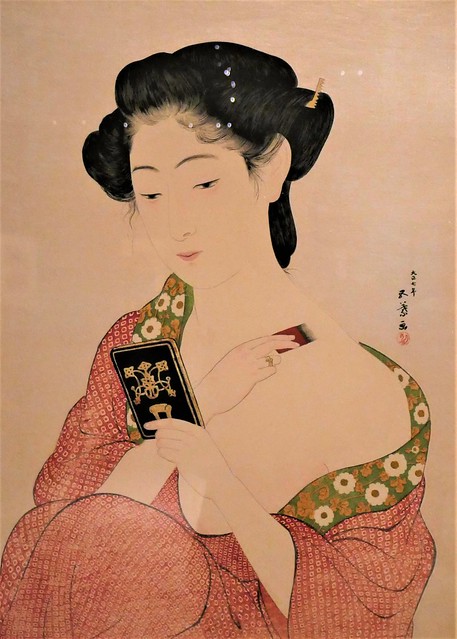 Shin Hanga - Hashiguchi Goyo - Vrouw die make-up aanbrengt - 1918