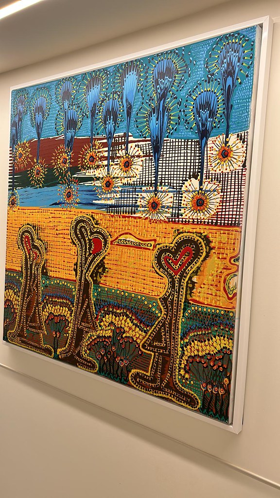 תערוכה קבועה שמונה ציורים גדולים מוצגים בבית חולים איכילוב תל אביב מירית בן נון אמנות מודרנית עכשווית
