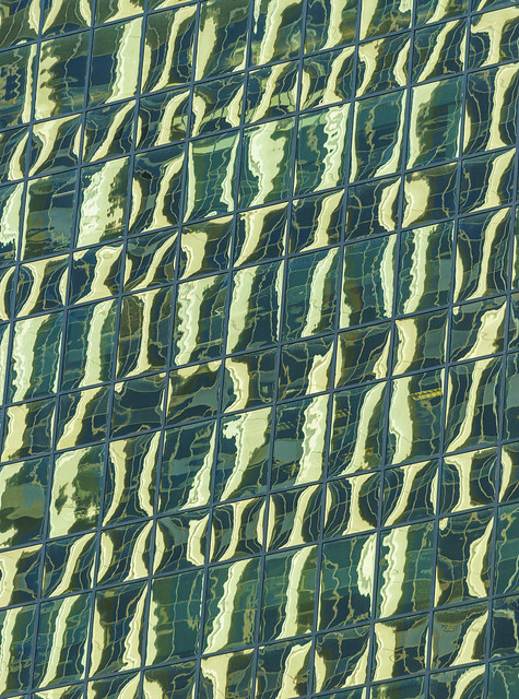 Yellow Green and Blue Reflections in Glass Facade - Sydney Buildings 12
