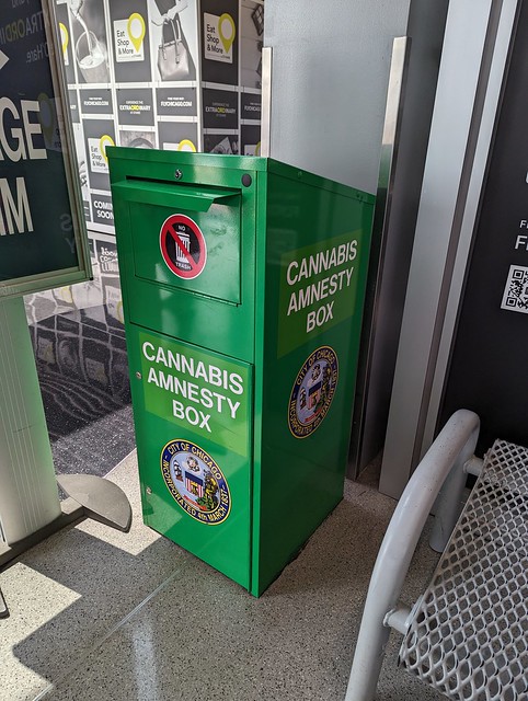 Cannabis amnesty box, O'Hare International Airport, Chicago, Illinois, USA