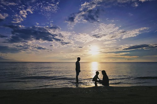 father motherson beach cloud sun morning surf sunrise swim shore batangas philippines