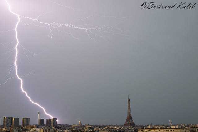 Parisian storm, lightning over Paris