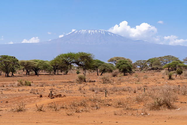 View of Mt. Kilimanjaro, from the Kenya, Africa side on a clear day