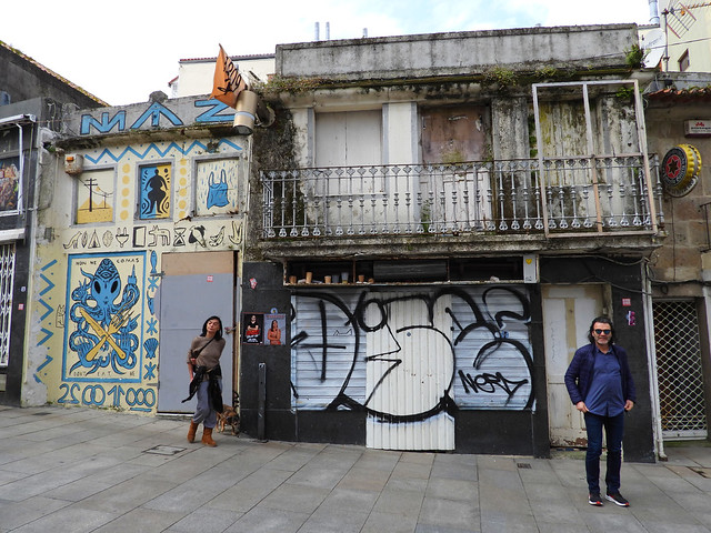 People and graffiti, Vigo, Pontevedra, Galicia, Spain