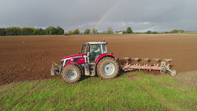 Massey Ferguson 7S.170 Tractor with a Kverneland 5 Furrow Plough