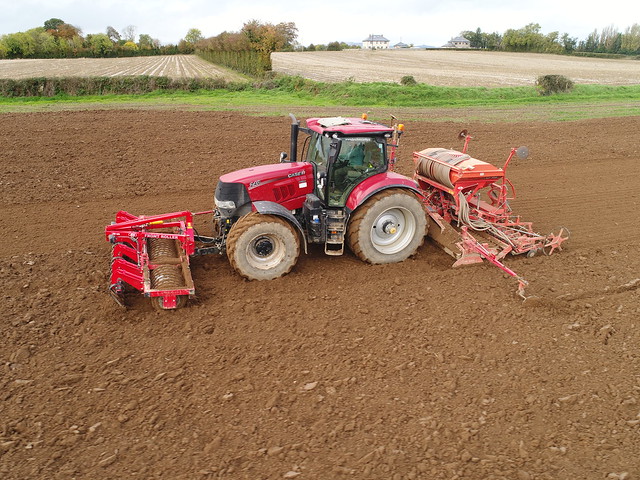 Case IH Puma 240 CVX Tractor with a HE-VA 400 Frontroller Front Press & Kuhn Combiliner Venta LC402 One Pass Seed Drill