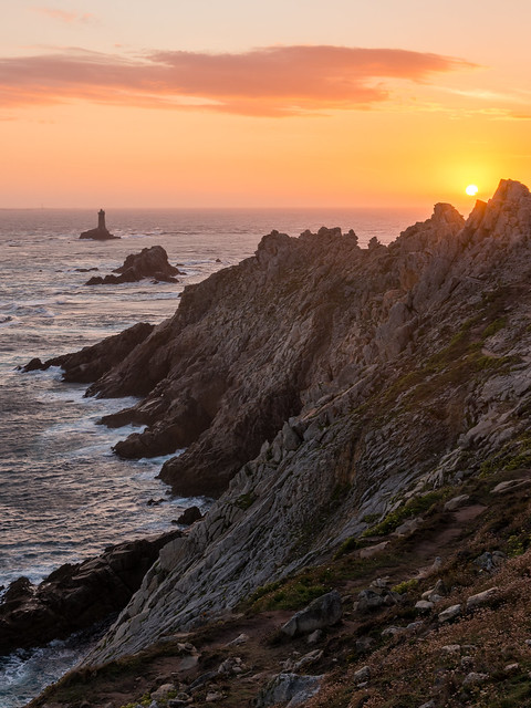 Beautiful sunset at Pointe du Raz in Brittany