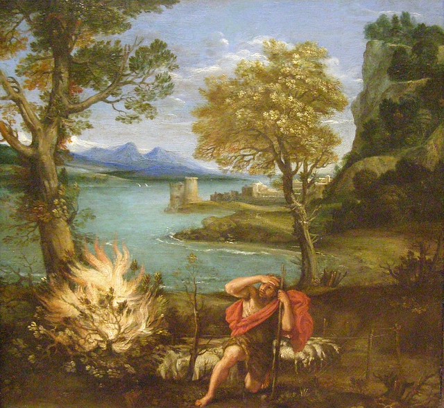 Domenichino, Landscape with Moses and the Burning Bush, 1610-16, detail