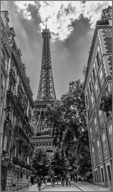 La Tour -Eiffel depuis la rue de l'université.