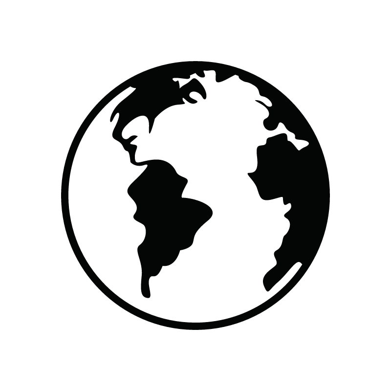 black line icon of planet earth