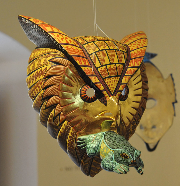 Oaxaca Mexico Owl Tecolote Mask Mascara frog Wood Carvings