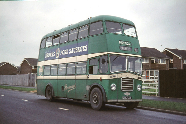 Provincial ( Gosport & Fareham Omnibus Company ) . 74 GHO595 . Fareham , Hampshire , March-1971 .