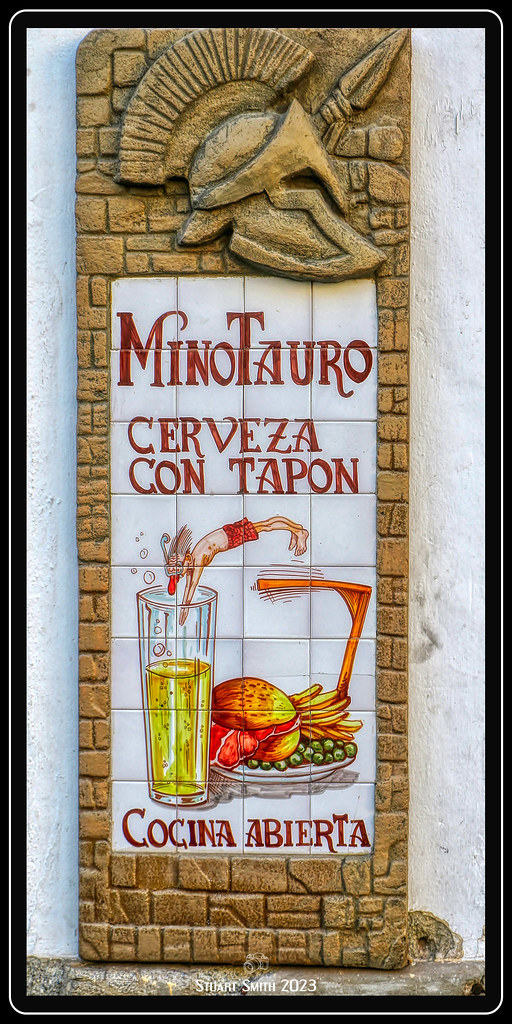 Restaurant Sign, MinoTauro, Calle Carrera del Darro, Granada, Andalusia, Spain