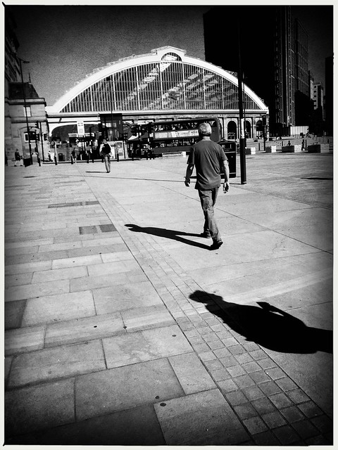 Liverpool . approaching the oldest railway station in the world .. Lime street station