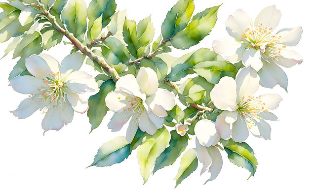 White Crabapple Blossoms