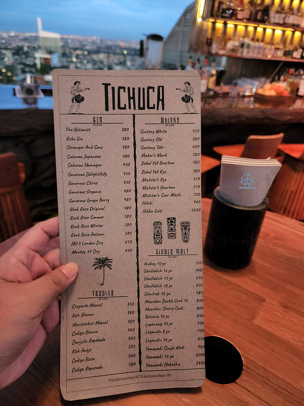 Tichuca Rooftop Bar menu