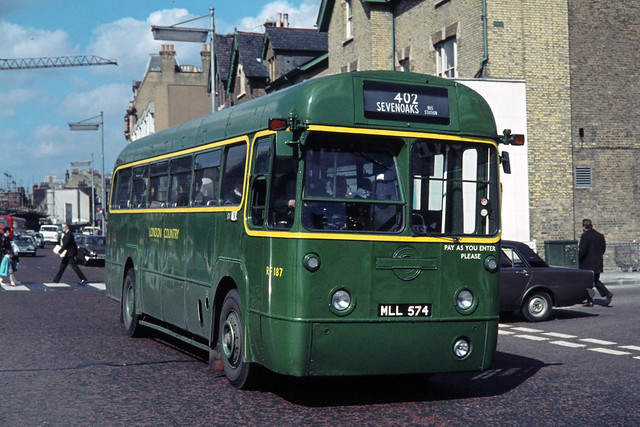 London Country Bus Services . RF187 MLL574 . High Street , Bromley , South London . September-1972