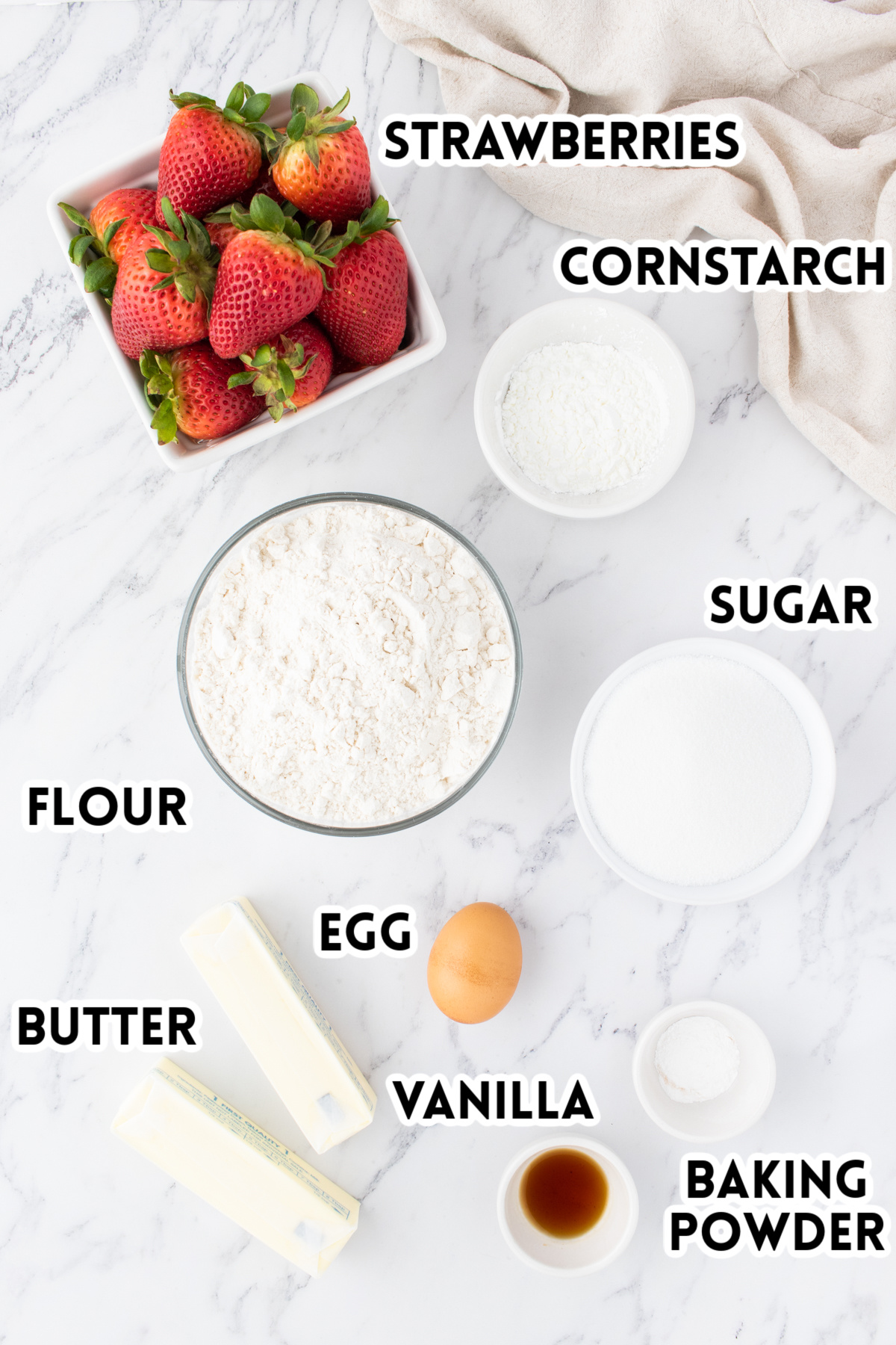 Ingredients for strawberry crumb bars 