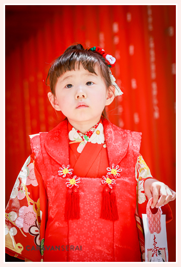 深川神社で七五三　3歳の女の子　瀬戸市