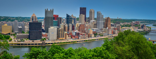 Panoramic view of Pittsburgh City Skyline from Mt Washington - Pittsburgh PA