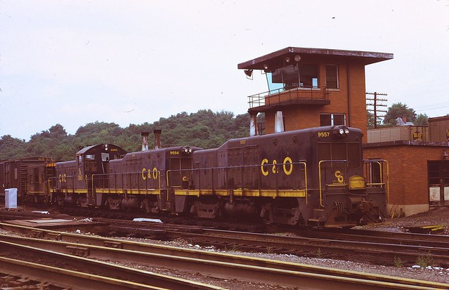 C&O NW-2 5063 and TR-3B 9556,7 Connellsville PA August 1972