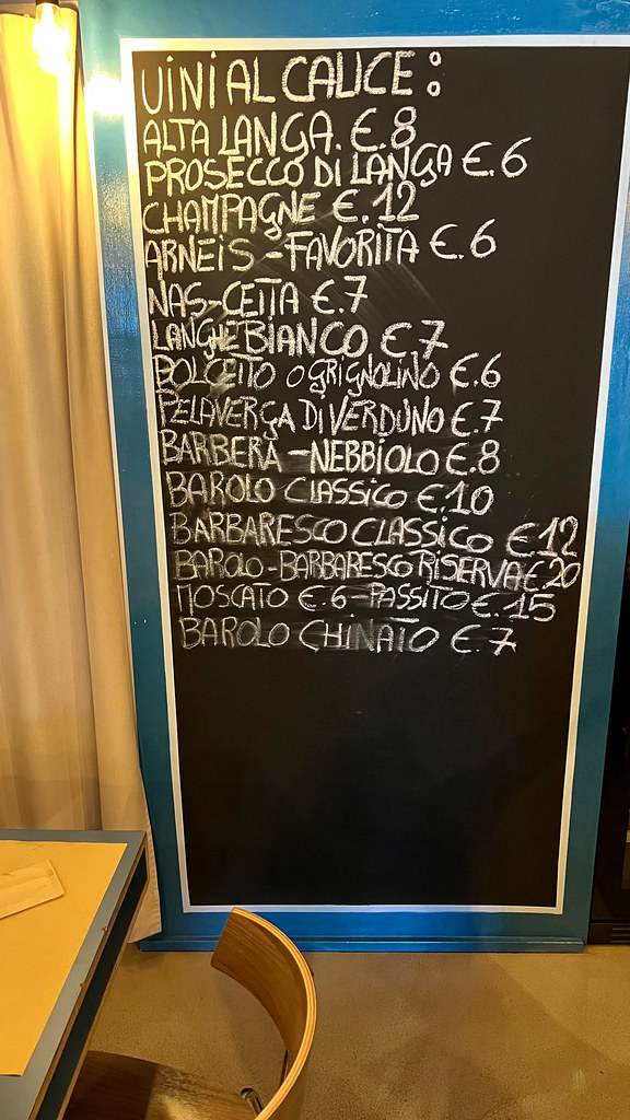 Wine menu in La Morra osteria