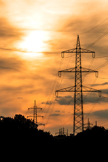 Power Poles At Sunset