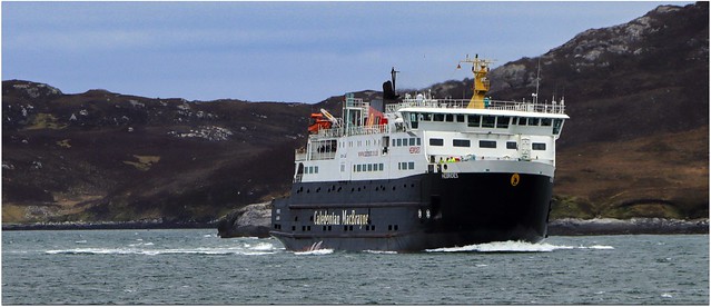 MV Hebrides, approaching Lochmaddy, North Uist. Scotland.