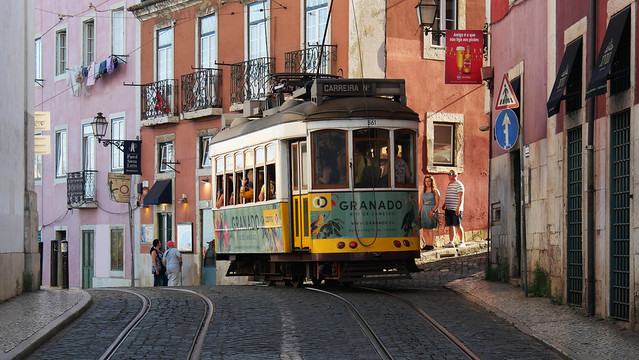 Historical tram in the evening light