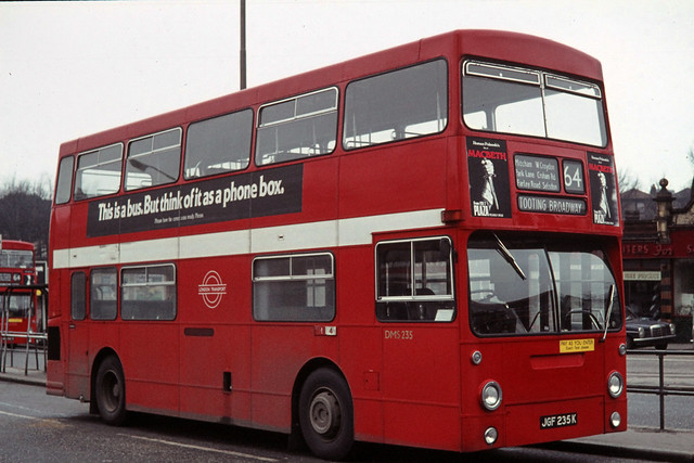 London Transport . DMS235 JGF235K . West Croydon Bus Station , London . February-1972 .
